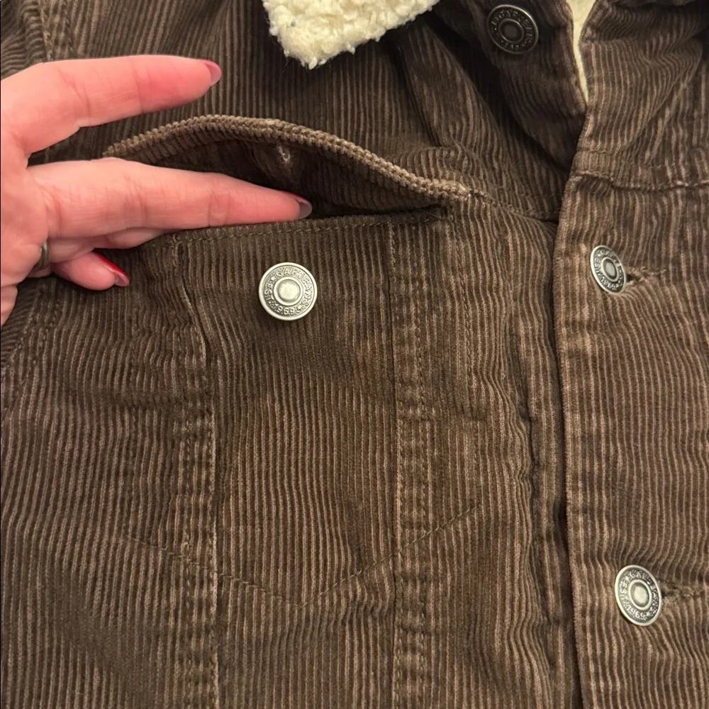 ADORABLE! GAP Kids Brown Corduroy Jacket with Sherpa Collar, sz S